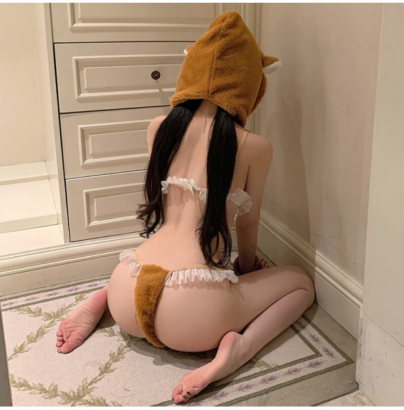 FEE ET MOI - Fluffy Deer Fantasy Bikini Set (Brown - White) FEE ET MOI - Fluffy Deer Fantasy Bikini Set (Brown - White)
